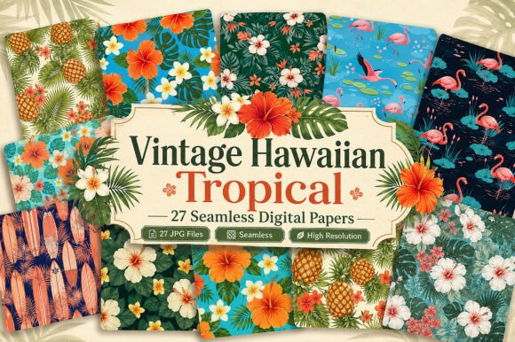 Download Vintage Hawaiian Tropical Paper Pack - Paper pack Collection