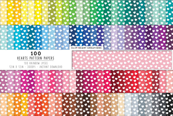 Download 100 Heart Confetti Digital Paper Pack - Paper pack Collection