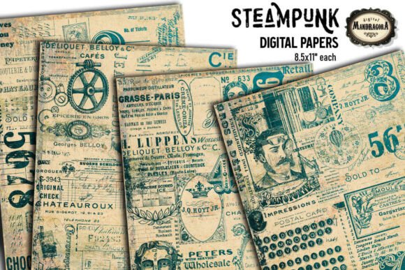 Download Steampunk Collage Paper Pack - Paper pack Collection