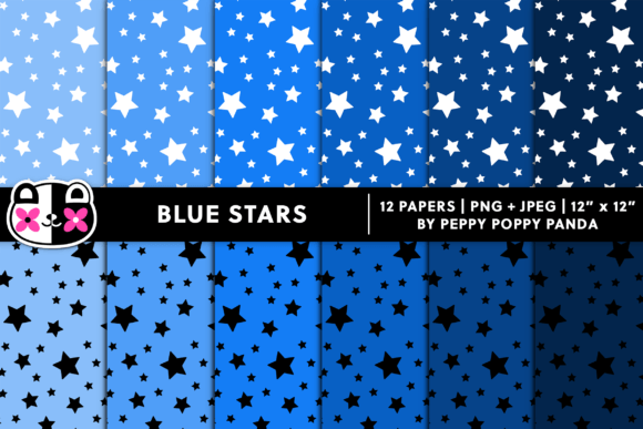 Download Blue Confetti Stars Digital Paper Set - Confetti stars Collection