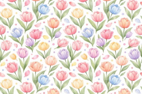 Download Watercolor Tulip Seamless PNG Pattern - Premium Resources