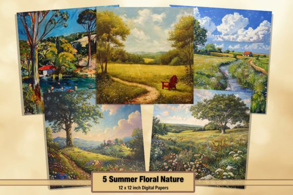 Download Summer Nature Scene Digital Paper Pack 6 - Paper pack Collection