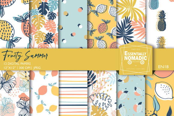 Download Fruity Tropical Summer Digital Paper - Summer digital paper Collection