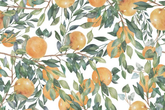 Download Watercolor Oranges Handmade PNG Pattern - Premium Resources