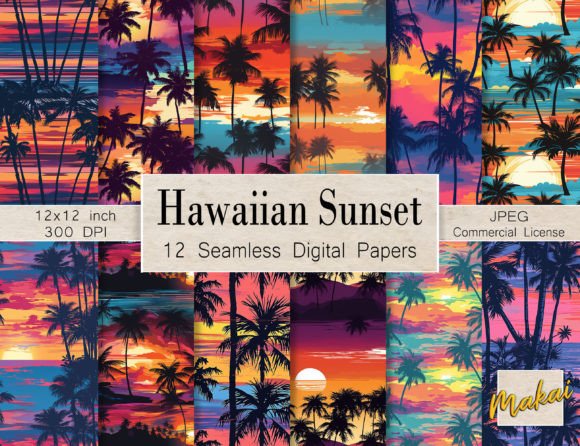Download Bright Hawaiian Sunset Seamless Patterns - Sunset Collection