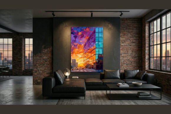 Download Vibrant Sunset Cityscape Impasto - Sunset Collection