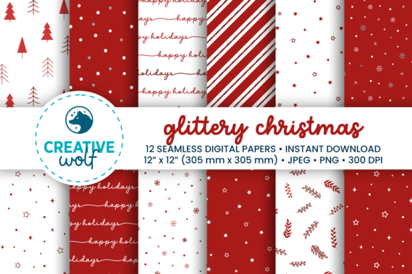Download Glittery Christmas Digital Paper Pack - Paper pack Collection