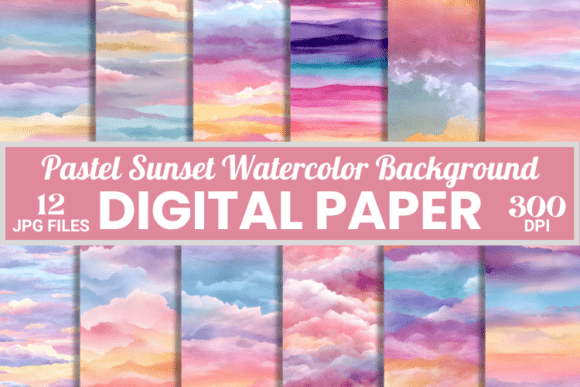 Download Pastel Sunset Watercolor Background Pack - Sunset Collection