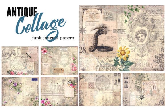 Download Antique Ephemera Collage Paper Pack - Paper pack Collection
